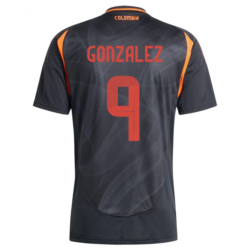 Hombre Camiseta Colombia Manuela González #9 Negro 2ª Equipación 24-26 La Camisa Perú