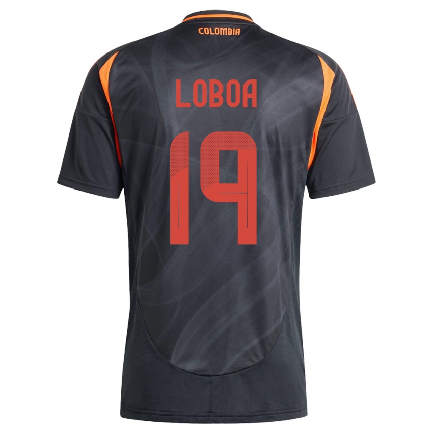 Hombre Camiseta Colombia Valerin Loboa #19 Negro 2ª Equipación 24-26 La Camisa Perú