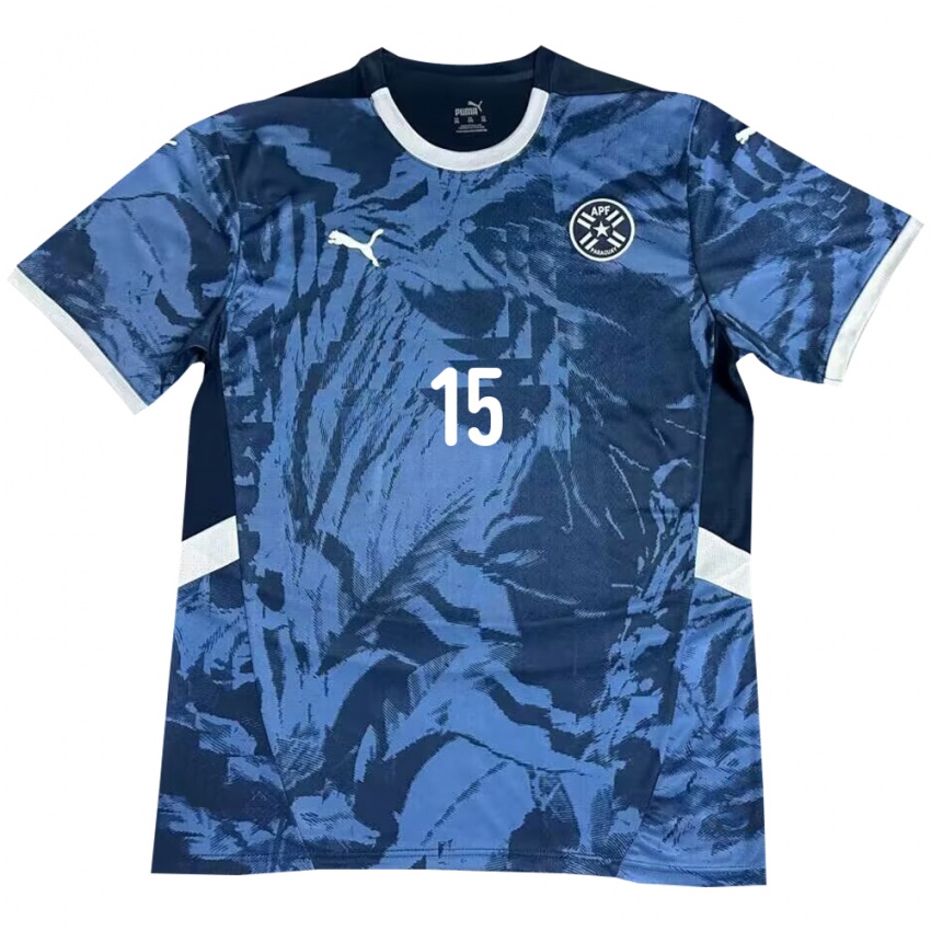 Hombre Camiseta Paraguay Éver Coronel #15 Azul 2ª Equipación 24-26 La Camisa Perú