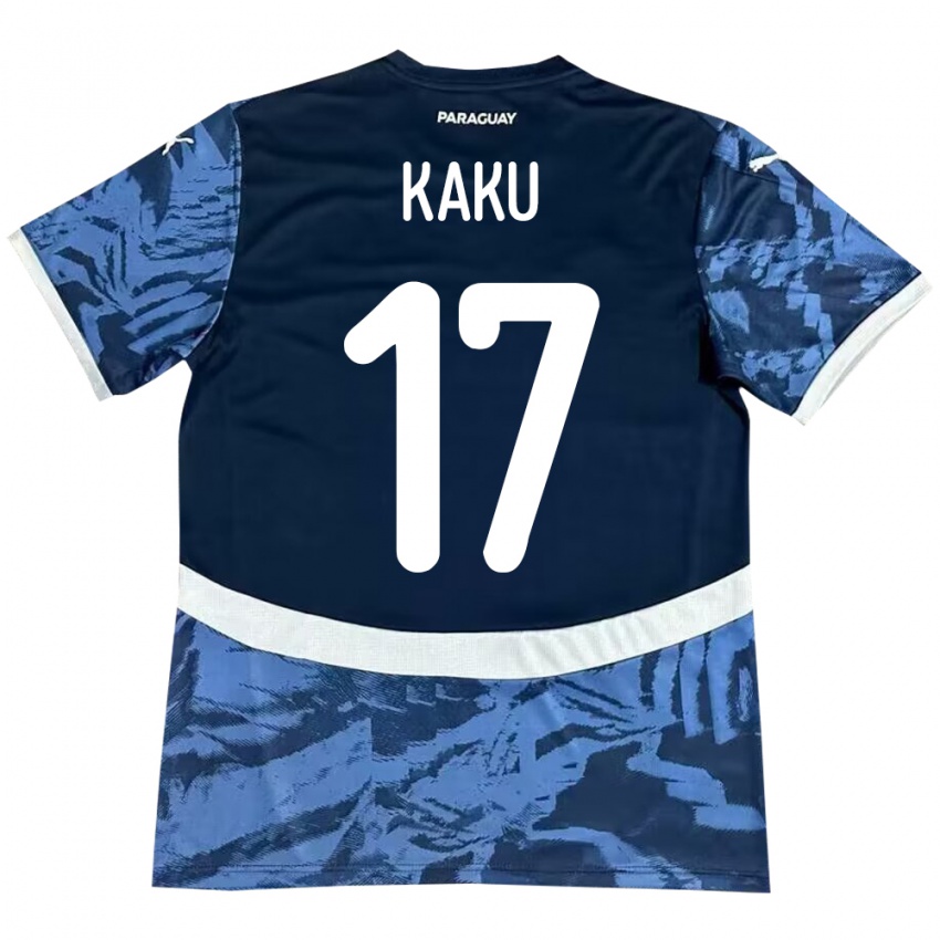 Hombre Camiseta Paraguay Kaku #17 Azul 2ª Equipación 24-26 La Camisa Perú