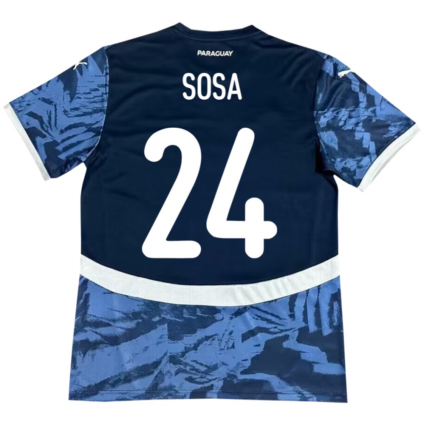 Hombre Camiseta Paraguay Ramón Sosa #24 Azul 2ª Equipación 24-26 La Camisa Perú
