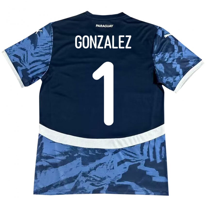 Hombre Camiseta Paraguay Ángel González #1 Azul 2ª Equipación 24-26 La Camisa Perú