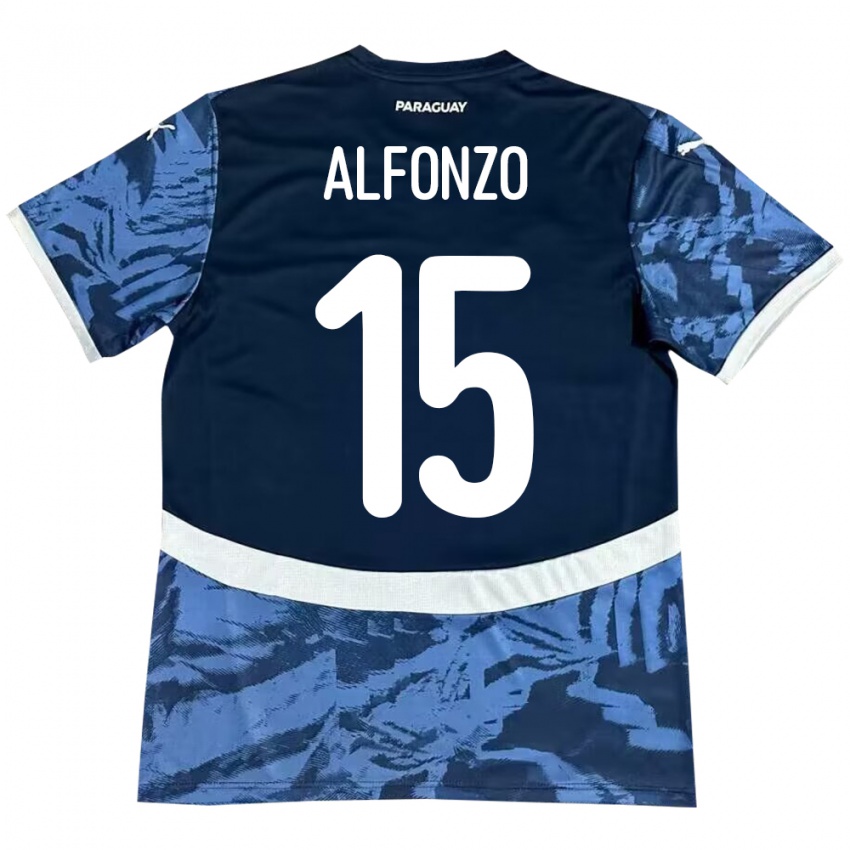 Hombre Camiseta Paraguay Axel Alfonzo #15 Azul 2ª Equipación 24-26 La Camisa Perú