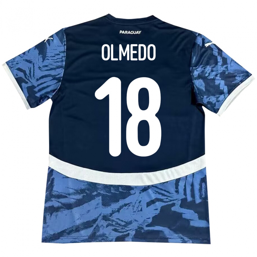 Hombre Camiseta Paraguay Cesar Olmedo #18 Azul 2ª Equipación 24-26 La Camisa Perú