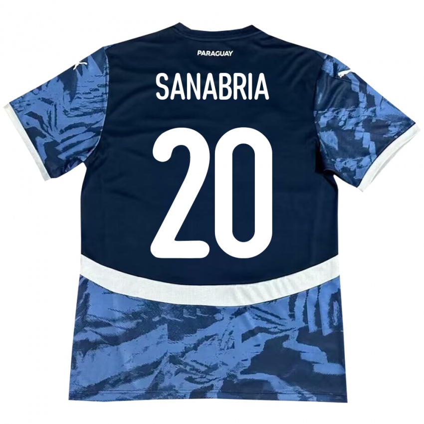 Hombre Camiseta Paraguay Tobías Sanabria #20 Azul 2ª Equipación 24-26 La Camisa Perú