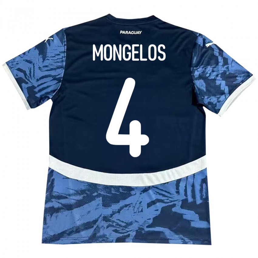 Hombre Camiseta Paraguay Rolando Mongelós #4 Azul 2ª Equipación 24-26 La Camisa Perú