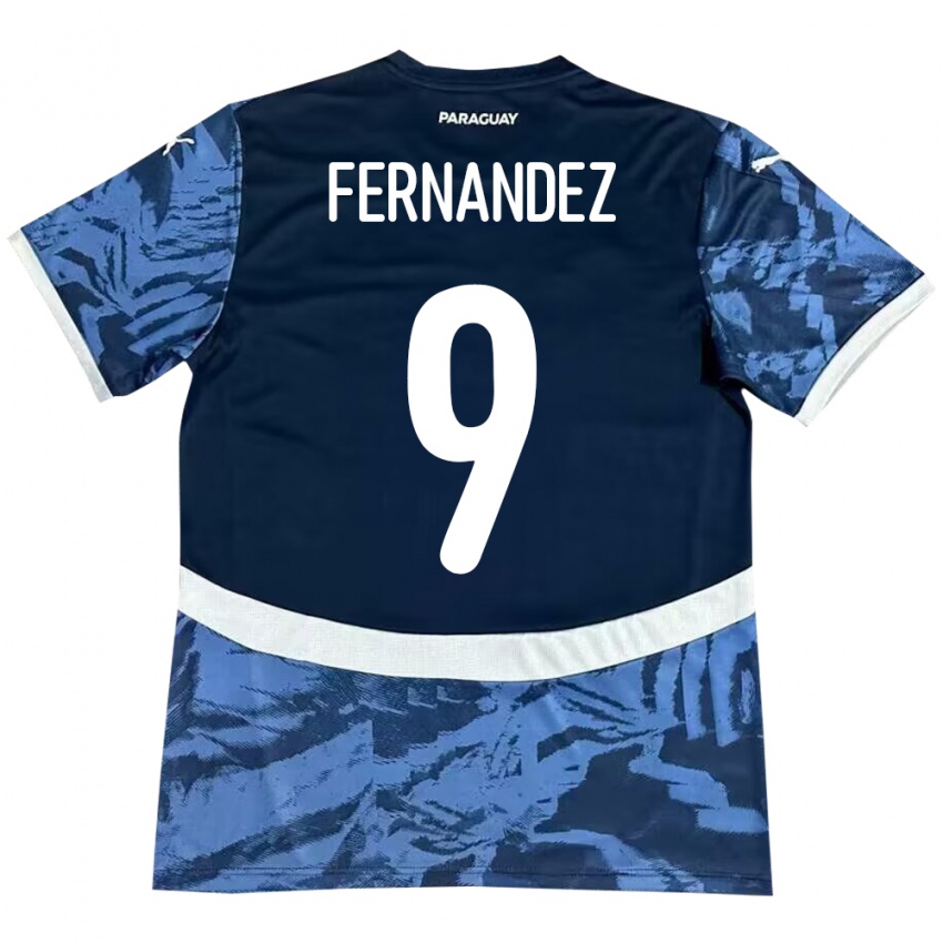 Hombre Camiseta Paraguay David Fernández #9 Azul 2ª Equipación 24-26 La Camisa Perú