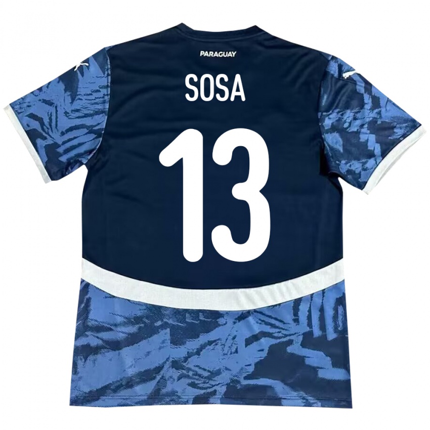 Hombre Camiseta Paraguay Alex Sosa #13 Azul 2ª Equipación 24-26 La Camisa Perú