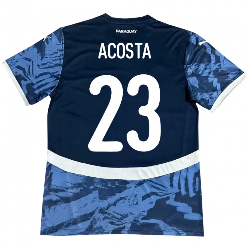 Hombre Camiseta Paraguay Fátima Acosta #23 Azul 2ª Equipación 24-26 La Camisa Perú