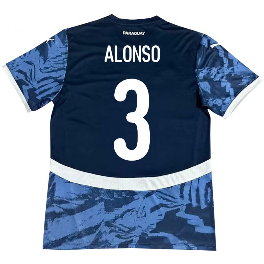 Hombre Camiseta Paraguay Lorena Alonso #3 Azul 2ª Equipación 24-26 La Camisa Perú