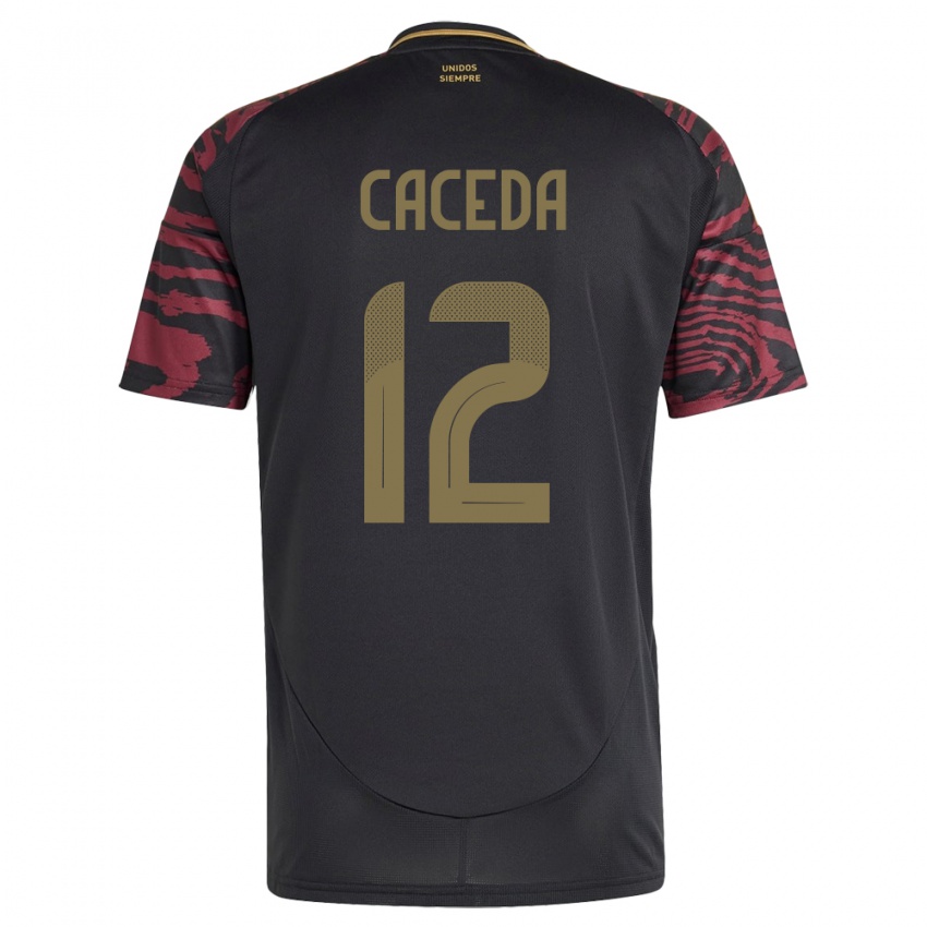 Hombre Camiseta Perú Carlos Cáceda #12 Negro 2ª Equipación 24-26 La Camisa Perú