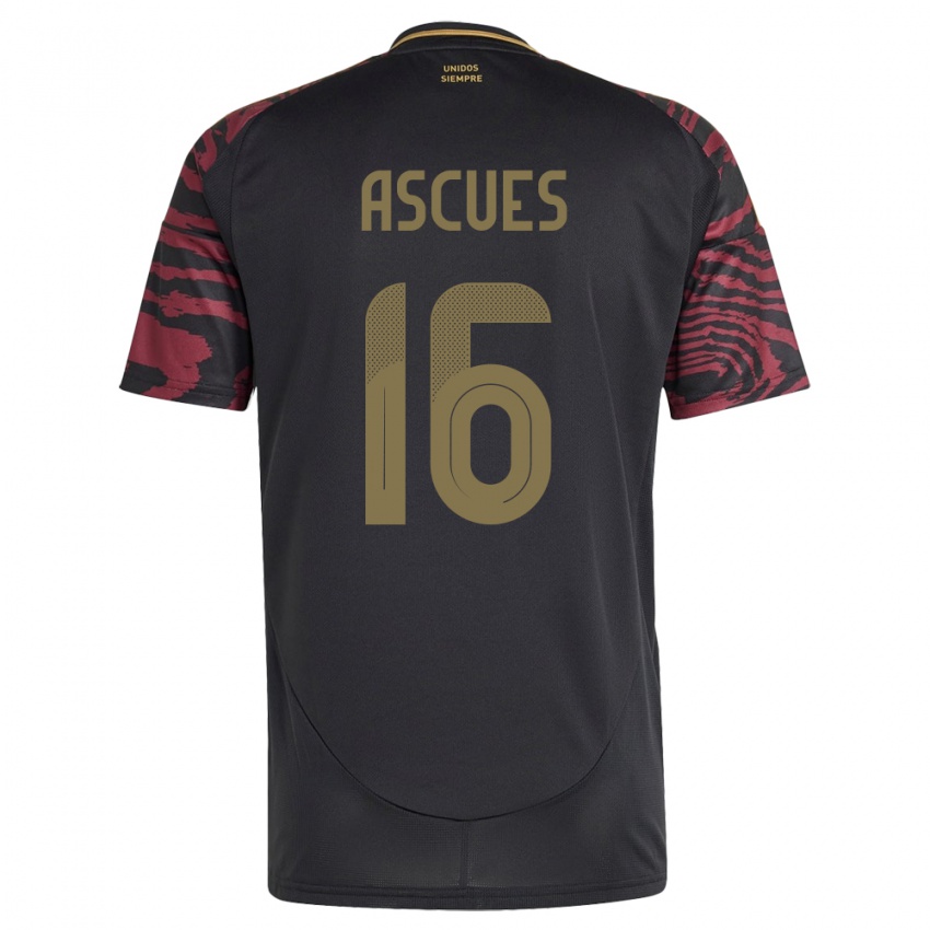 Hombre Camiseta Perú Carlos Ascues #16 Negro 2ª Equipación 24-26 La Camisa Perú