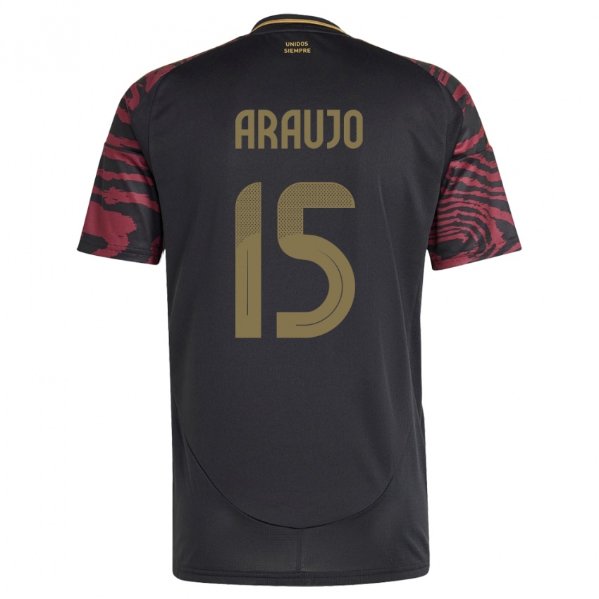 Hombre Camiseta Perú Miguel Araujo #15 Negro 2ª Equipación 24-26 La Camisa Perú