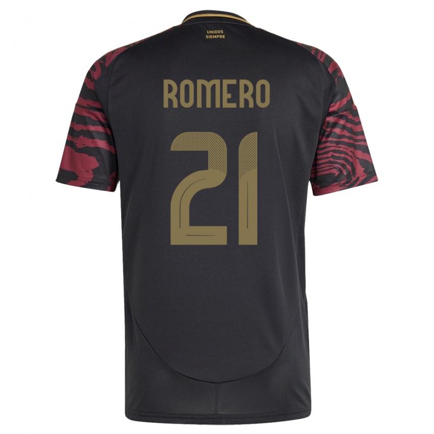 Hombre Camiseta Perú Diego Romero #21 Negro 2ª Equipación 24-26 La Camisa Perú