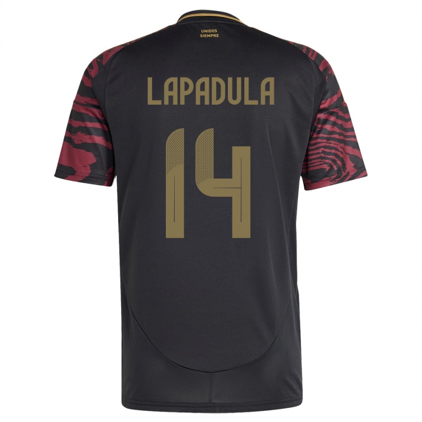 Hombre Camiseta Perú Gianluca Lapadula #14 Negro 2ª Equipación 24-26 La Camisa Perú