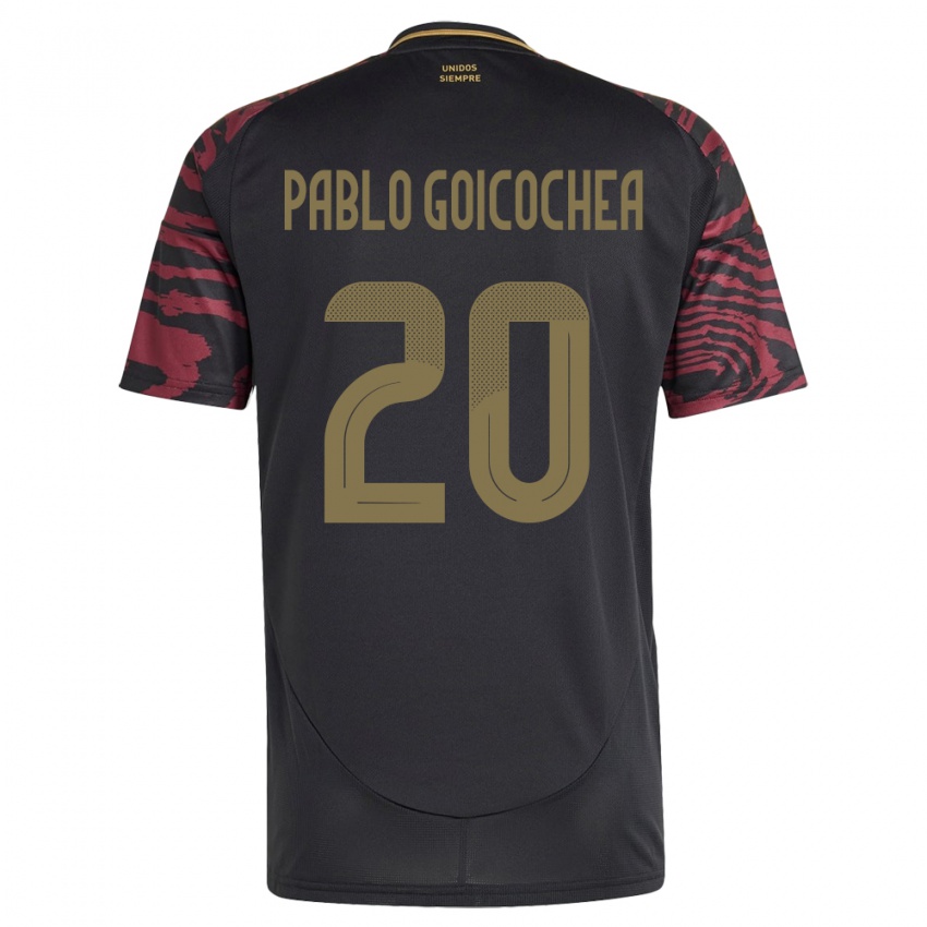 Hombre Camiseta Perú Juan Pablo Goicochea #20 Negro 2ª Equipación 24-26 La Camisa Perú