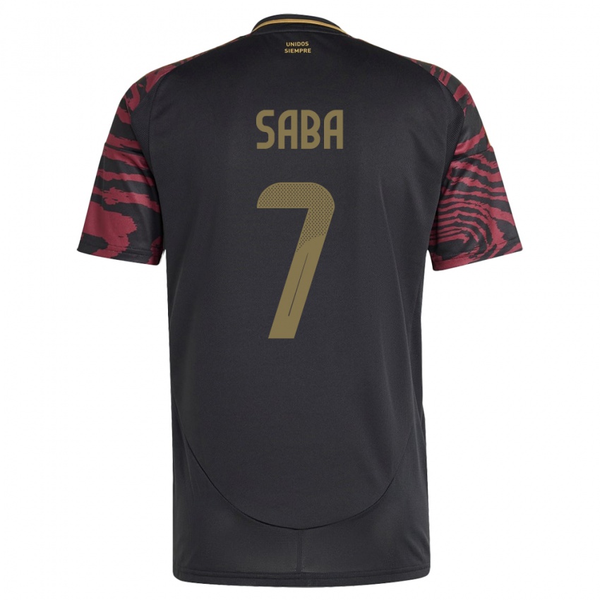 Hombre Camiseta Perú Emilio Saba #7 Negro 2ª Equipación 24-26 La Camisa Perú