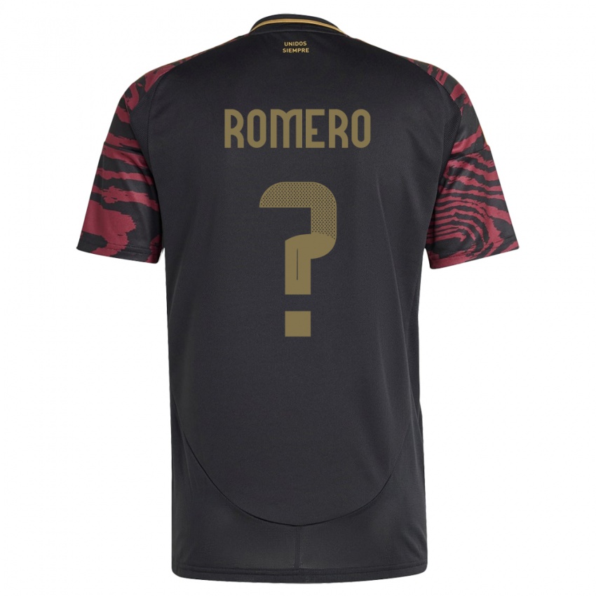 Hombre Camiseta Perú José Romero #0 Negro 2ª Equipación 24-26 La Camisa Perú