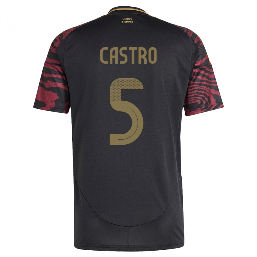 Hombre Camiseta Perú Rosa Castro #5 Negro 2ª Equipación 24-26 La Camisa Perú