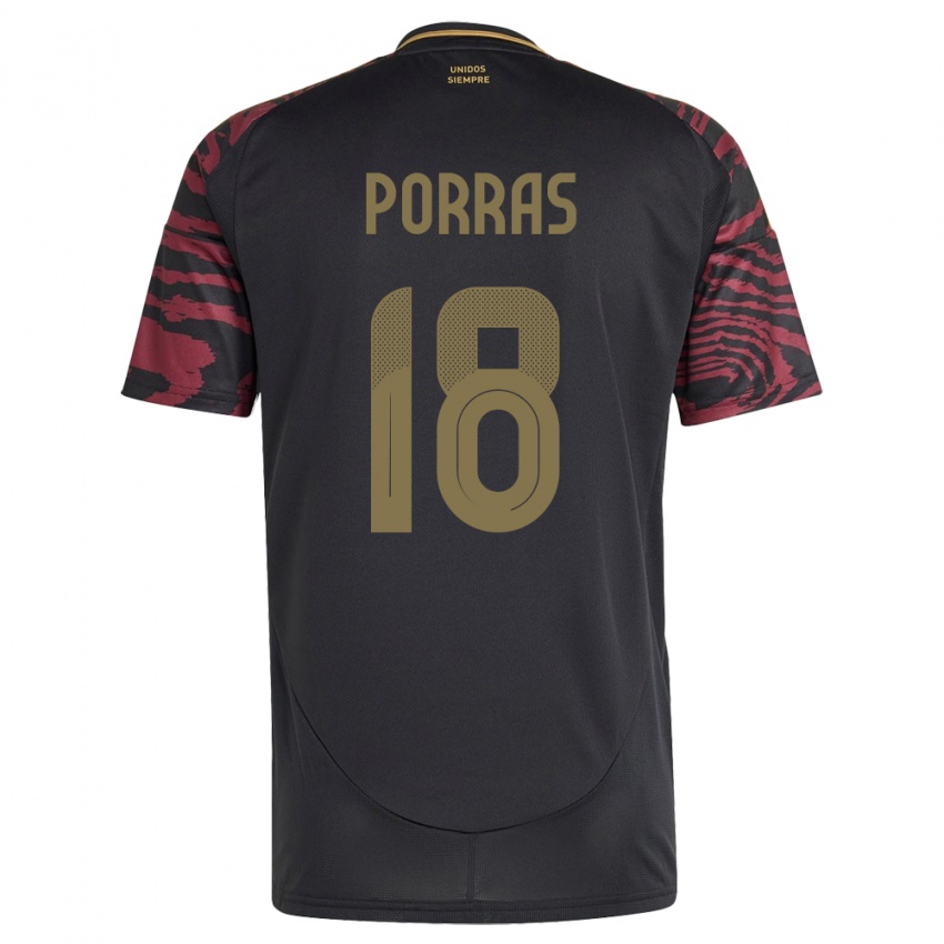 Hombre Camiseta Perú Sashenka Porras #18 Negro 2ª Equipación 24-26 La Camisa Perú