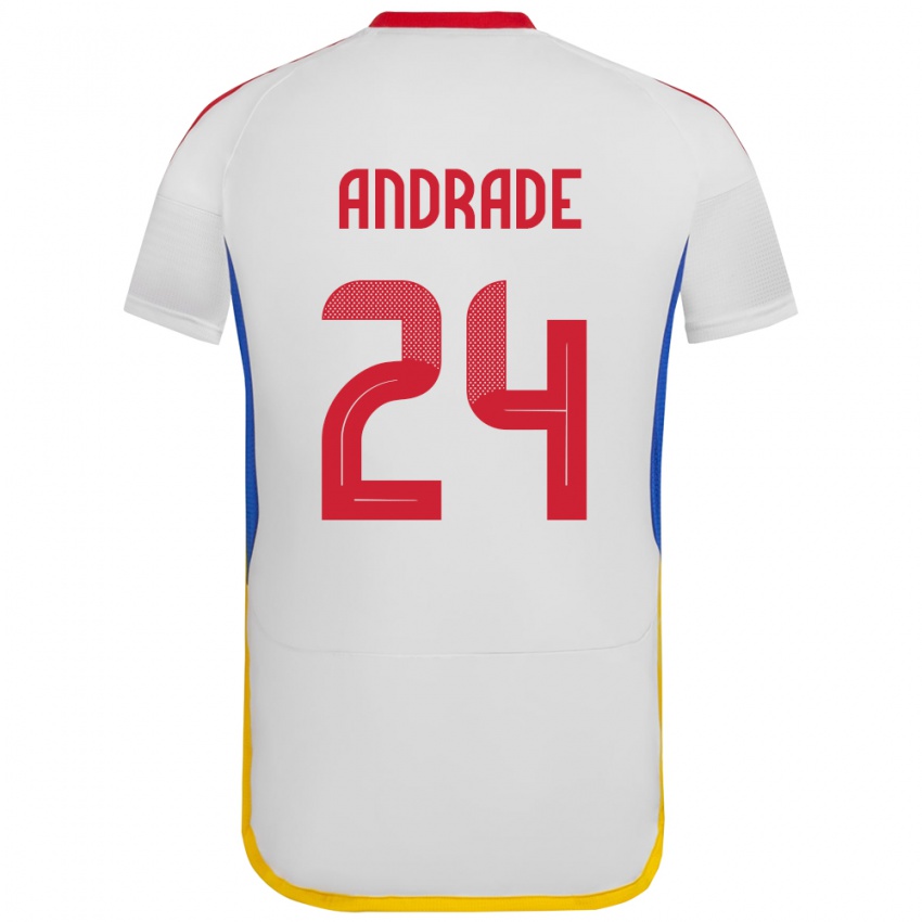 Hombre Camiseta Venezuela Kervin Andrade #24 Blanco 2ª Equipación 24-26 La Camisa Perú