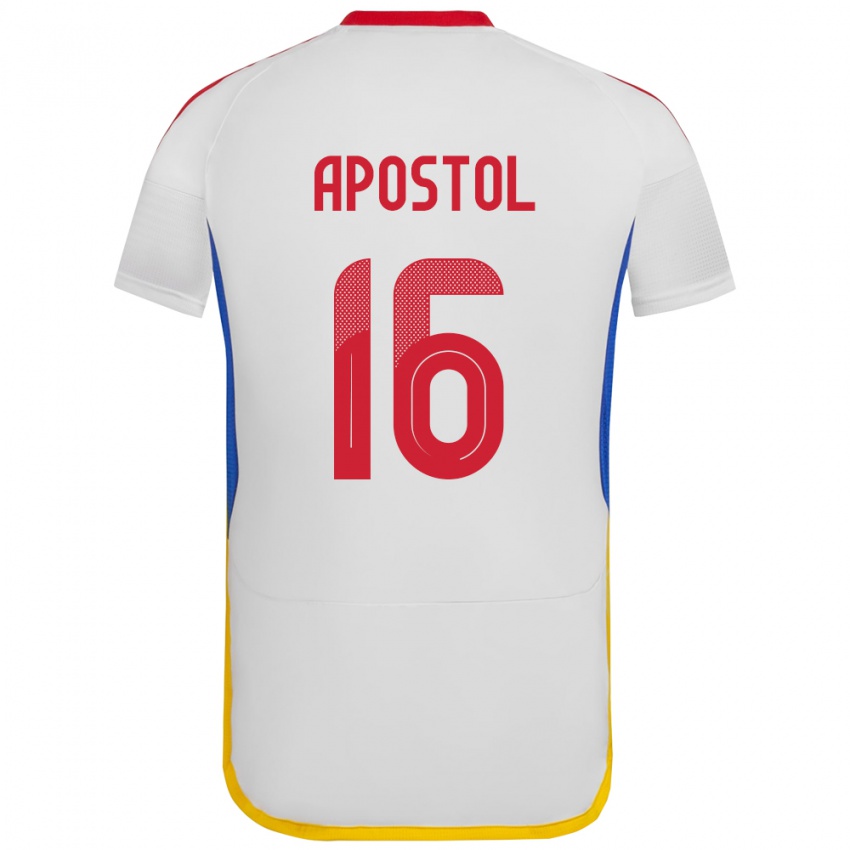 Hombre Camiseta Venezuela Floriangel Apóstol #16 Blanco 2ª Equipación 24-26 La Camisa Perú