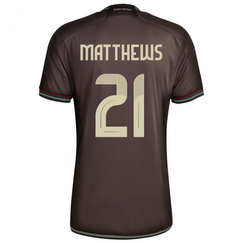 Hombre Camiseta Jamaica Cheyna Matthews #21 Marrón Noche 2ª Equipación 24-26 La Camisa Perú