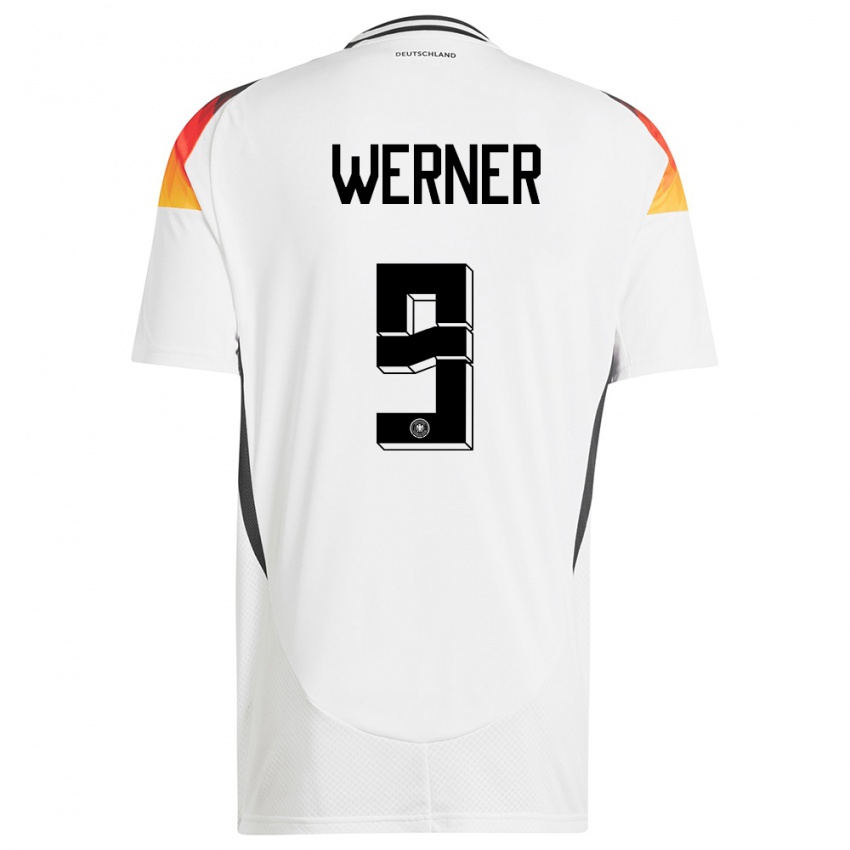 Mujer Camiseta Alemania Timo Werner #9 Blanco 1ª Equipación 24-26 La Camisa Perú