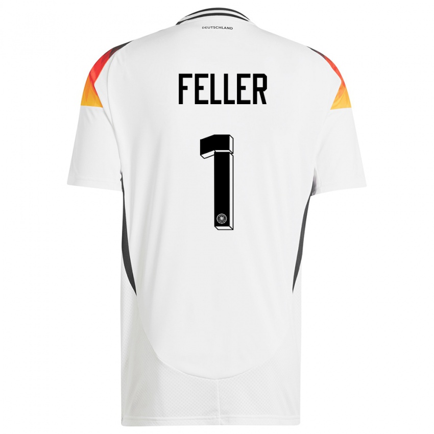 Mujer Camiseta Alemania Frank Feller #1 Blanco 1ª Equipación 24-26 La Camisa Perú
