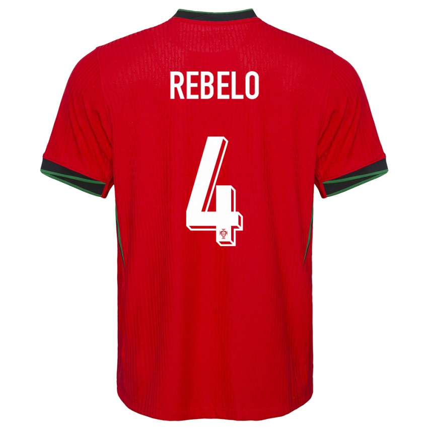 Mujer Camiseta Portugal Silvia Rebelo #4 Rojo 1ª Equipación 24-26 La Camisa Perú