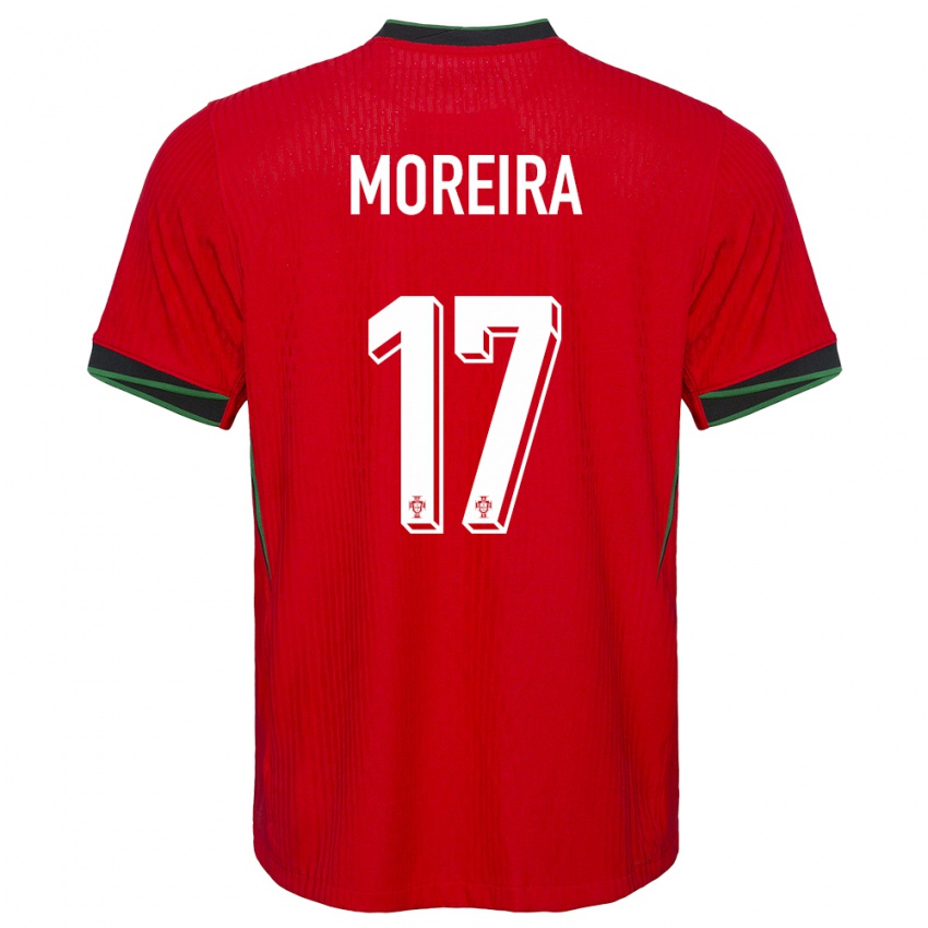 Mujer Camiseta Portugal Afonso Moreira #17 Rojo 1ª Equipación 24-26 La Camisa Perú