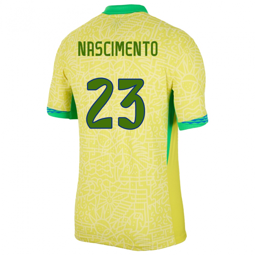 Mujer Camiseta Brasil Matheus Nascimento #23 Amarillo 1ª Equipación 24-26 La Camisa Perú