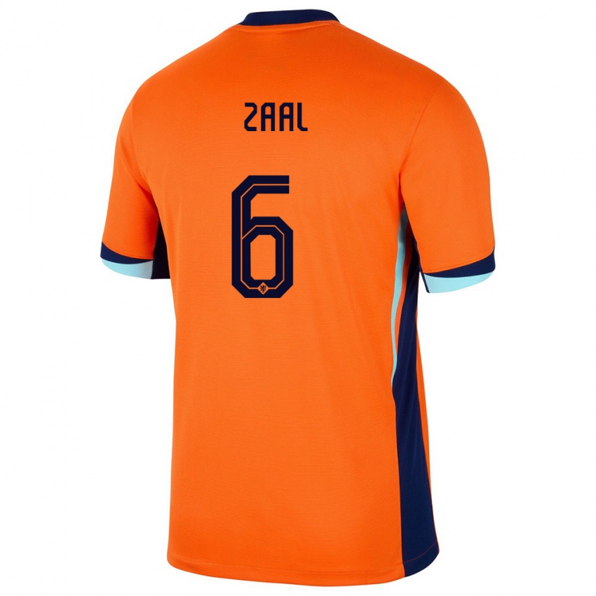 Mujer Camiseta Países Bajos Timo Zaal #6 Naranja 1ª Equipación 24-26 La Camisa Perú