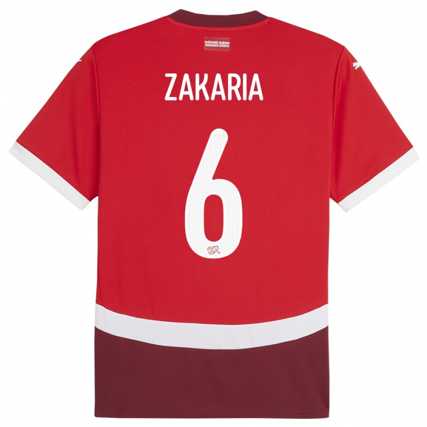 Mujer Camiseta Suiza Denis Zakaria #6 Rojo 1ª Equipación 24-26 La Camisa Perú