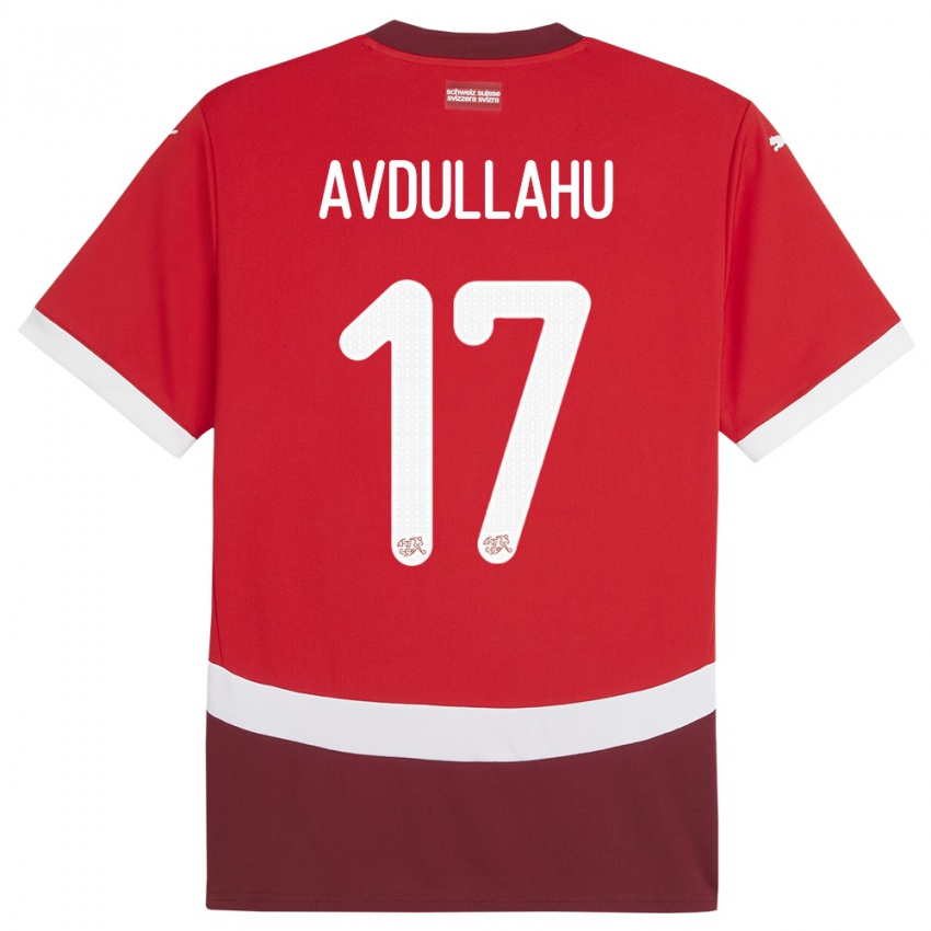 Mujer Camiseta Suiza Leon Avdullahu #17 Rojo 1ª Equipación 24-26 La Camisa Perú