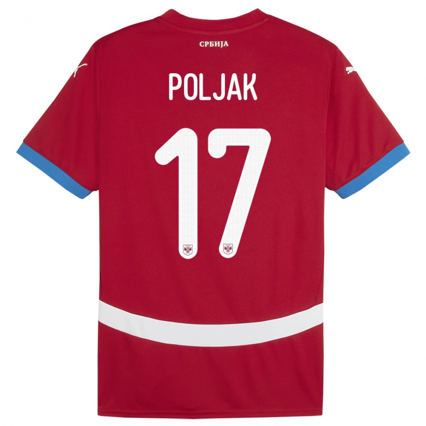 Mujer Camiseta Serbia Allegra Poljak #17 Rojo 1ª Equipación 24-26 La Camisa Perú