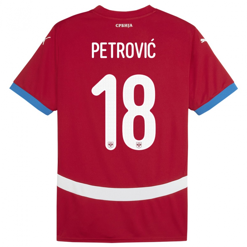 Mujer Camiseta Serbia Emilija Petrovic #18 Rojo 1ª Equipación 24-26 La Camisa Perú