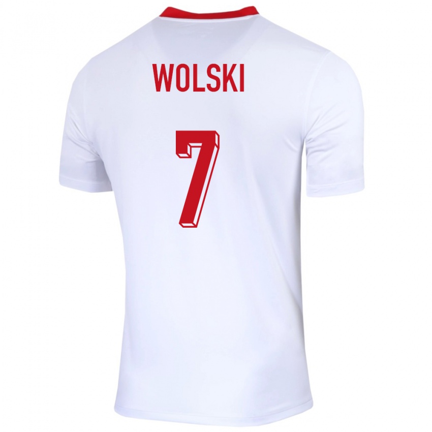 Mujer Camiseta Polonia Filip Wolski #7 Blanco 1ª Equipación 24-26 La Camisa Perú