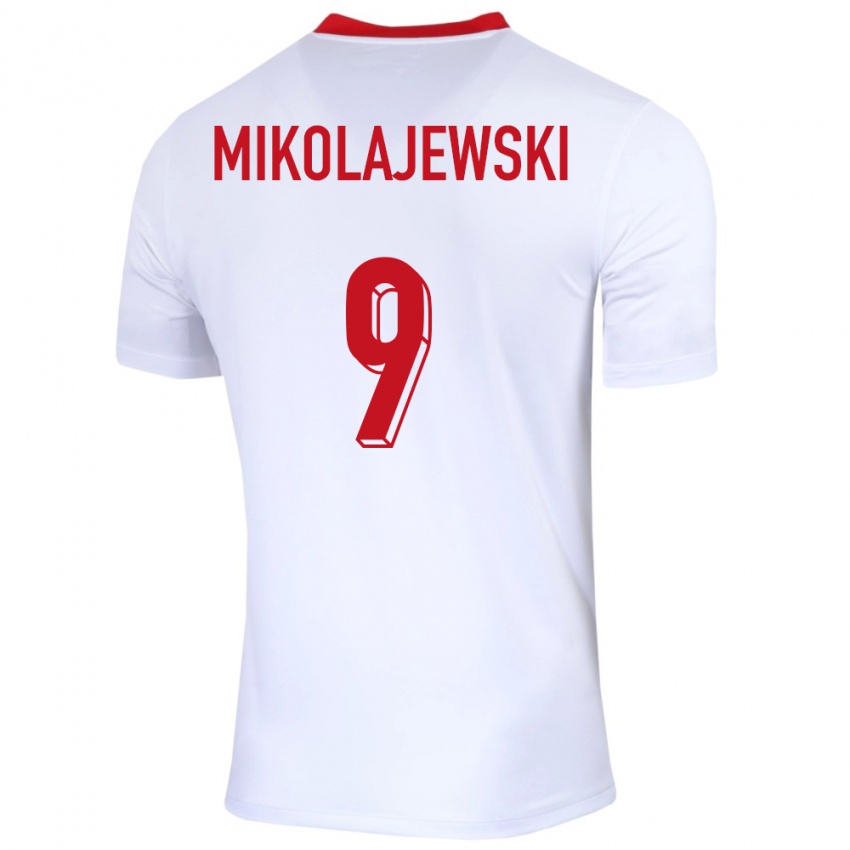 Mujer Camiseta Polonia Daniel Mikolajewski #9 Blanco 1ª Equipación 24-26 La Camisa Perú