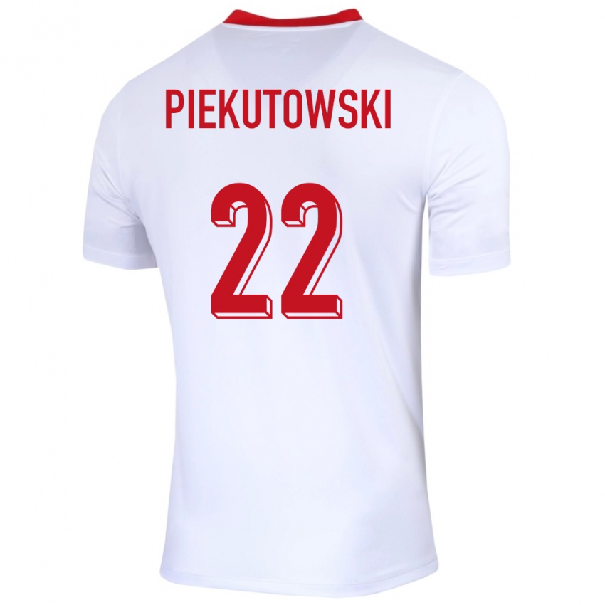 Mujer Camiseta Polonia Milosz Piekutowski #22 Blanco 1ª Equipación 24-26 La Camisa Perú