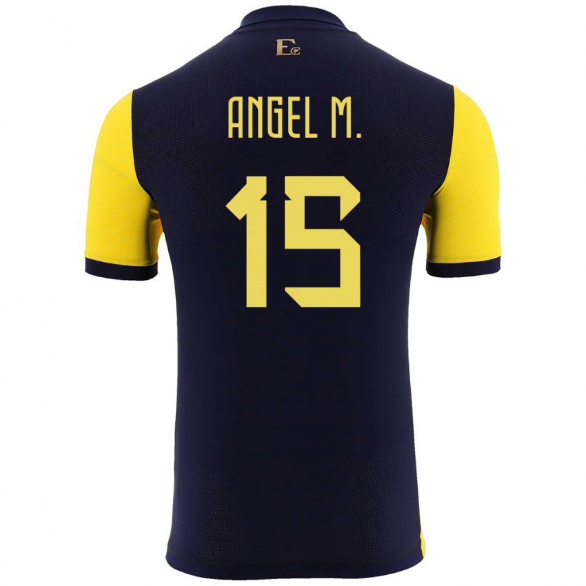 Mujer Camiseta Ecuador Angel Mena #15 Amarillo 1ª Equipación 24-26 La Camisa Perú