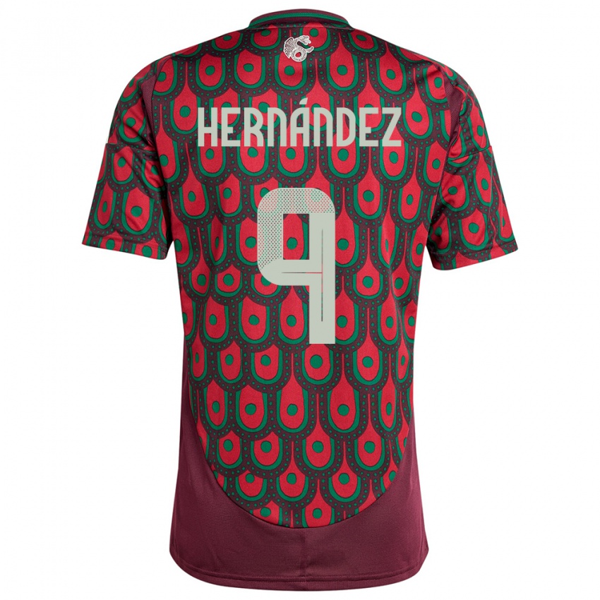Mujer Camiseta México Jesus Hernandez #9 Granate 1ª Equipación 24-26 La Camisa Perú