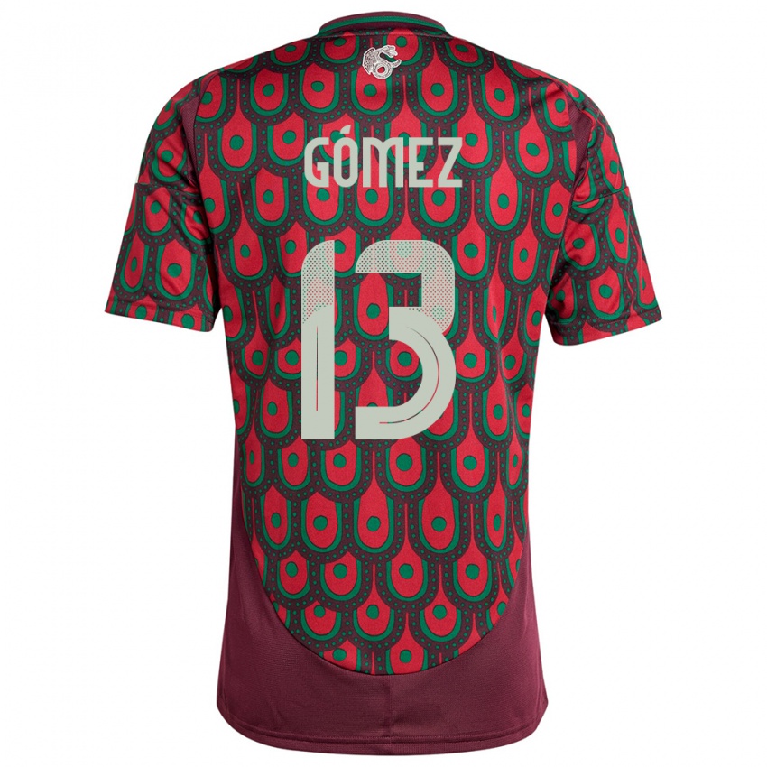 Mujer Camiseta México Diego Gomez #13 Granate 1ª Equipación 24-26 La Camisa Perú