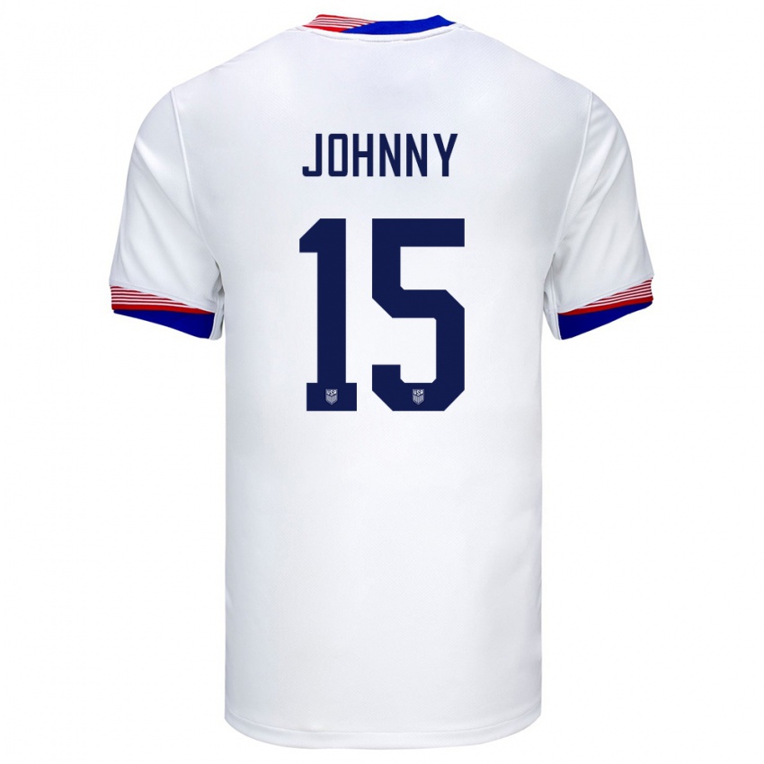 Mujer Camiseta Estados Unidos Johnny #15 Blanco 1ª Equipación 24-26 La Camisa Perú