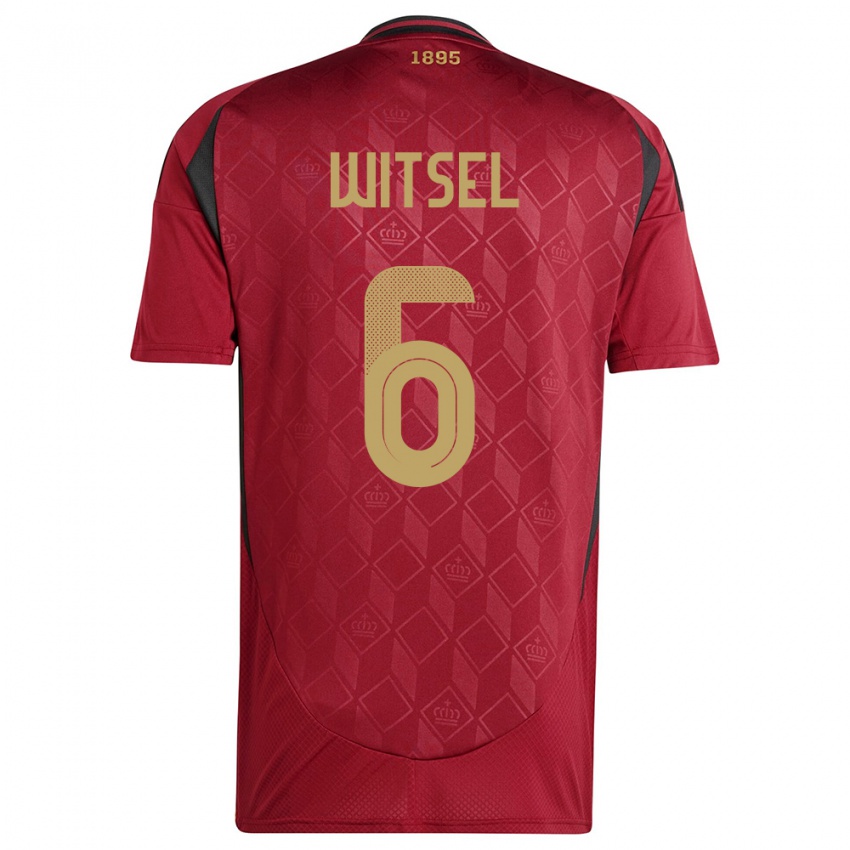 Mujer Camiseta Bélgica Axel Witsel #6 Borgoña 1ª Equipación 24-26 La Camisa Perú