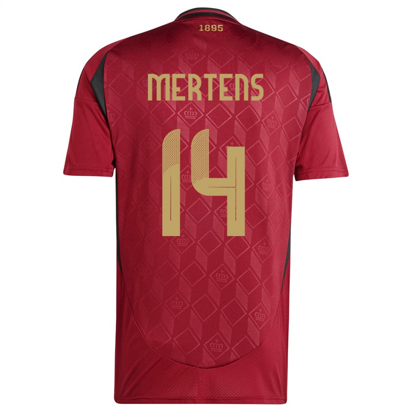Mujer Camiseta Bélgica Dries Mertens #14 Borgoña 1ª Equipación 24-26 La Camisa Perú