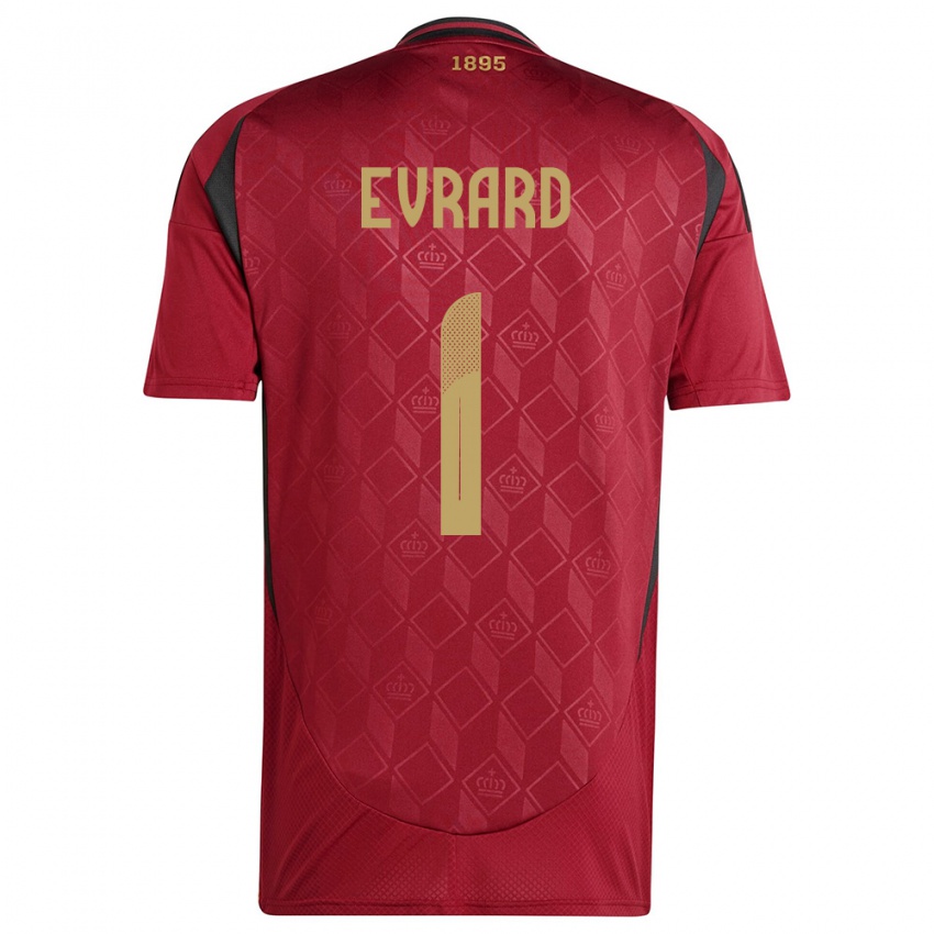 Mujer Camiseta Bélgica Nicky Evrard #1 Borgoña 1ª Equipación 24-26 La Camisa Perú