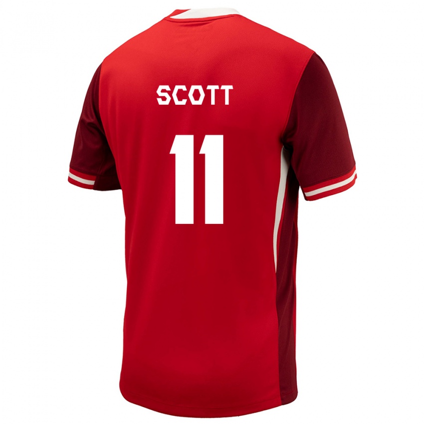 Mujer Camiseta Canadá Desiree Scott #11 Rojo 1ª Equipación 24-26 La Camisa Perú
