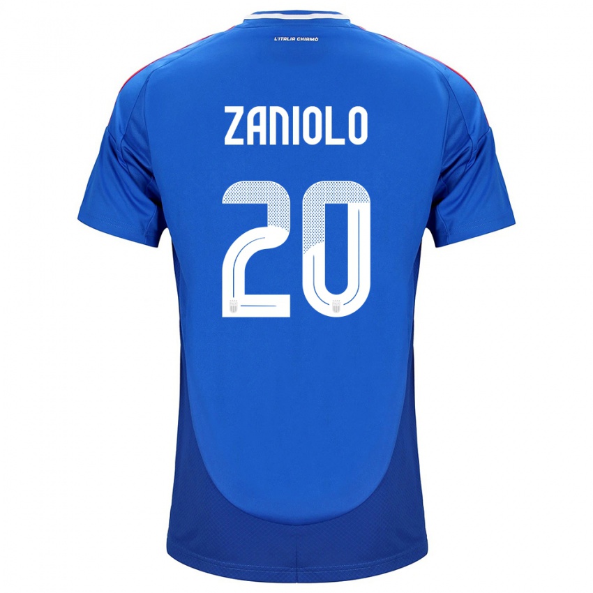 Mujer Camiseta Italia Nicolò Zaniolo #20 Azul 1ª Equipación 24-26 La Camisa Perú