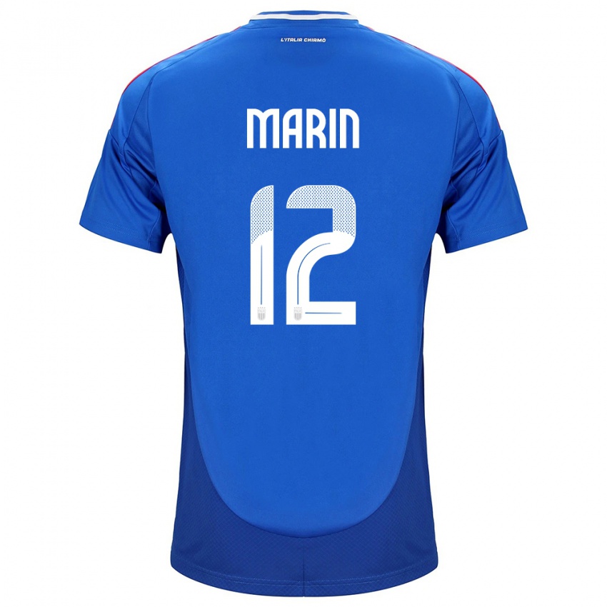 Mujer Camiseta Italia Renato Marin #12 Azul 1ª Equipación 24-26 La Camisa Perú